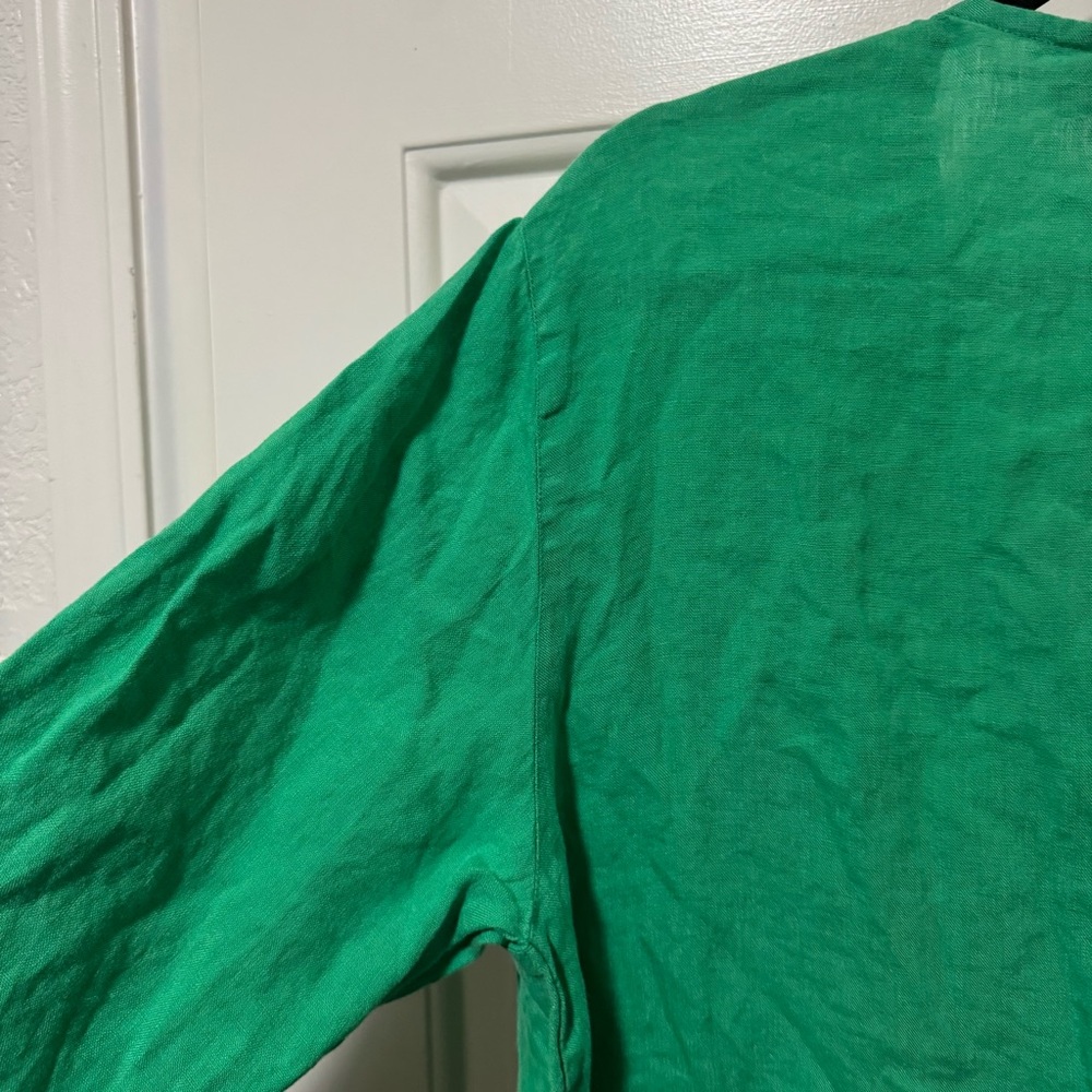 Gudrun Sjoden Green Linen Top Size Large - Picture 7 of 8